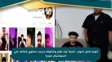 تنويه عاجل اليوم.. ضبط تيك توكر وشقيقه بسبب محتوى مخالف على السوشيال ميديا